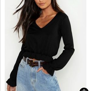 Petite Frill Cuff + Hem Crop Top